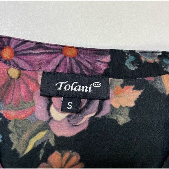 Tolani All Over Print Silk Top Women Small Multicolor Long Sleeve - Picture 8 of 10